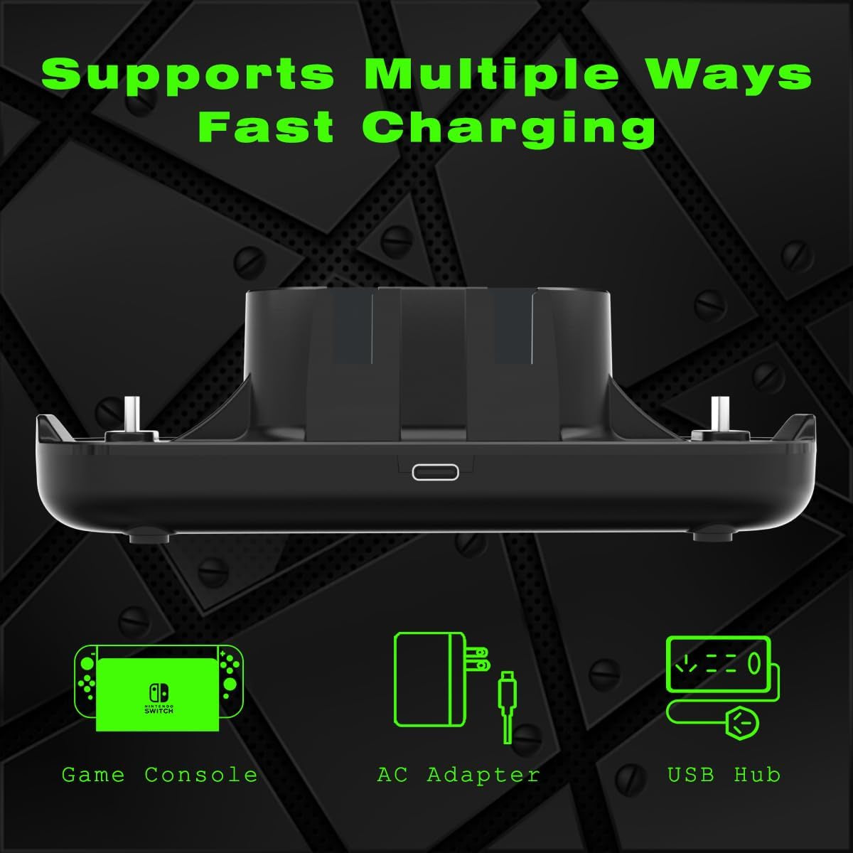Switch Controller Charger for Nintendo Switch,6 in 1 Controller Charging Dock Compatible with Joy Con and Pro Controller,Joycon Charger with LED Indicator and Charger Cable
