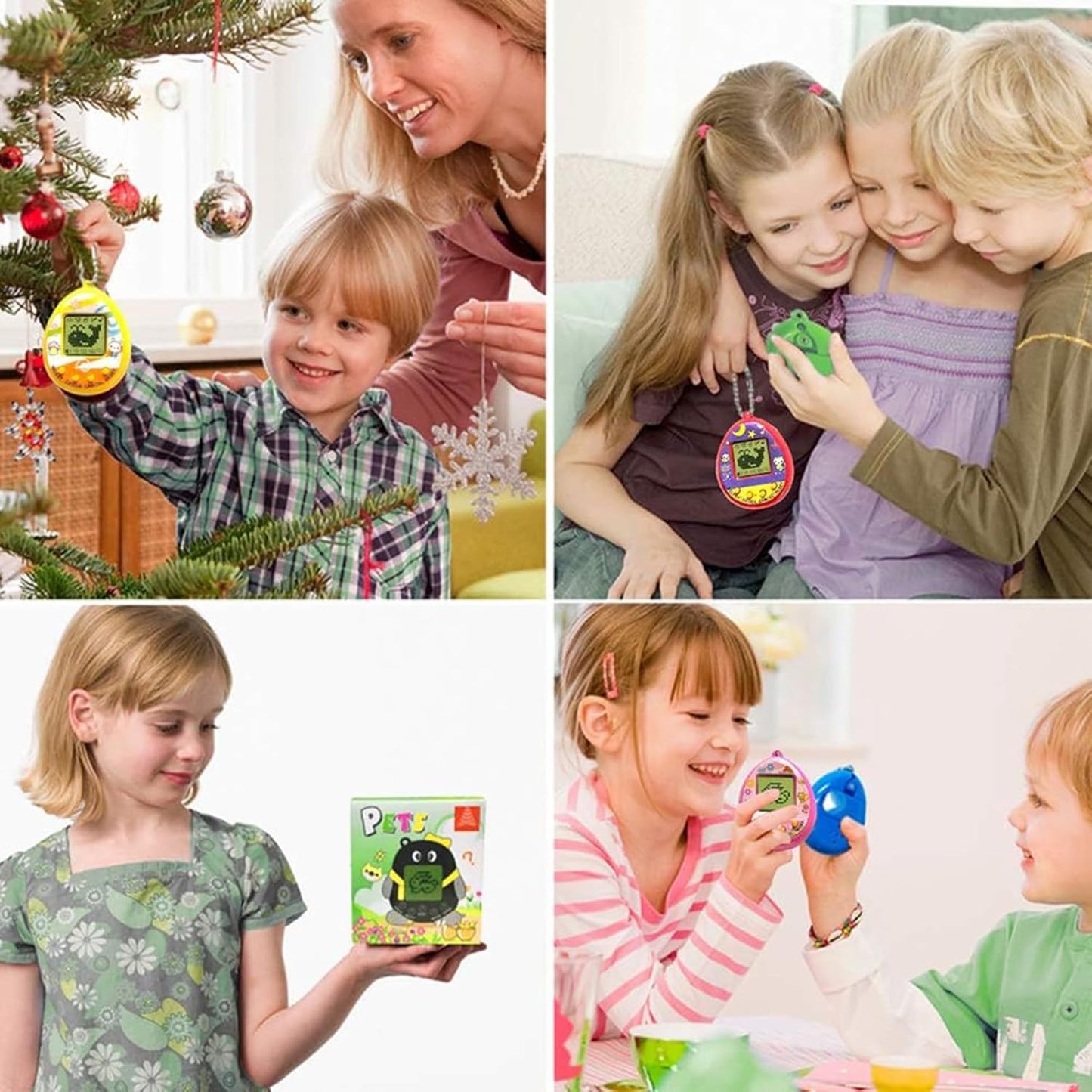 3PCS Virtual Cyber Pet Toy Digital Pets Game Console Handheld Pets Machine Mini Pocket Electronic Animals Toys with Key Chain Early Education Gift for Children Kids(Random Color) BanUK
