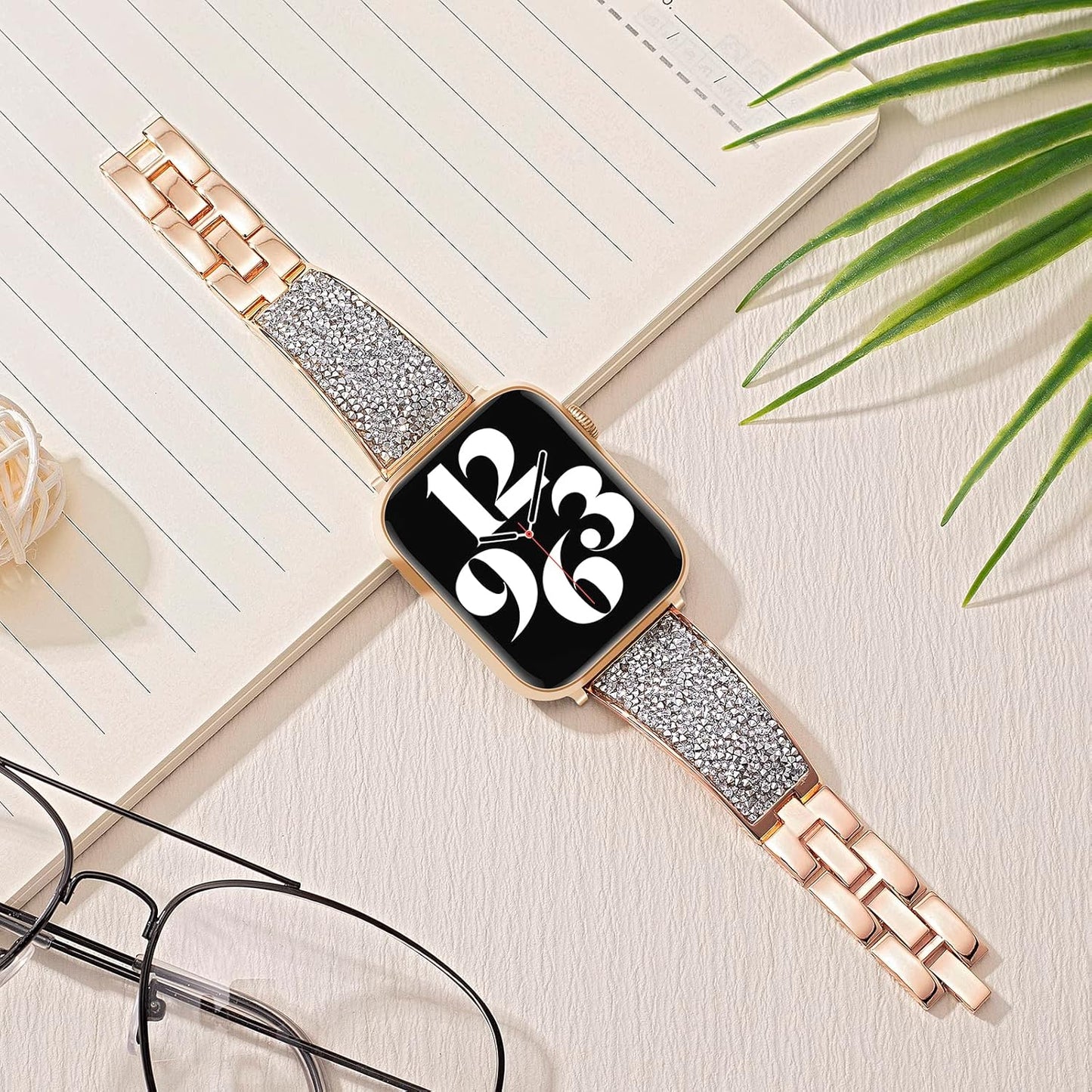 Stainless Steel Metal Band Compatible with Apple Watch Band 38Mm 40Mm 41Mm 42Mm 44Mm 45Mm Diamond Rhinestone Women Bling Bracelet for Iwatch Series 8/7/6/5/4/3/2/1 Ultra SE
