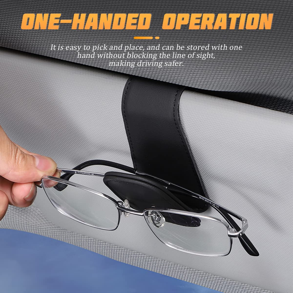 Sunglasses Holders for Car Sun Visor, Leather Eyeglasses Hanger Mounter, Magnetic Glasses Holder and Ticket Card Clip, Auto Interior Accessories Universal for SUV Pickup Truck TRUCK DRIVER