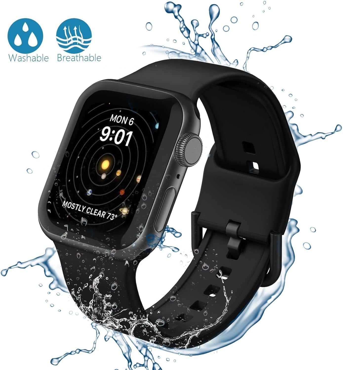 Silicone Band for Men and Women,Compatible with Apple Watch Band 38Mm 40Mm 41Mm 42Mm 44Mm 45Mm 49Mm,Sports Waterproof for Iwatch Bands Series 9 8 7 6 5 4 3 2 1 SE Ultra.