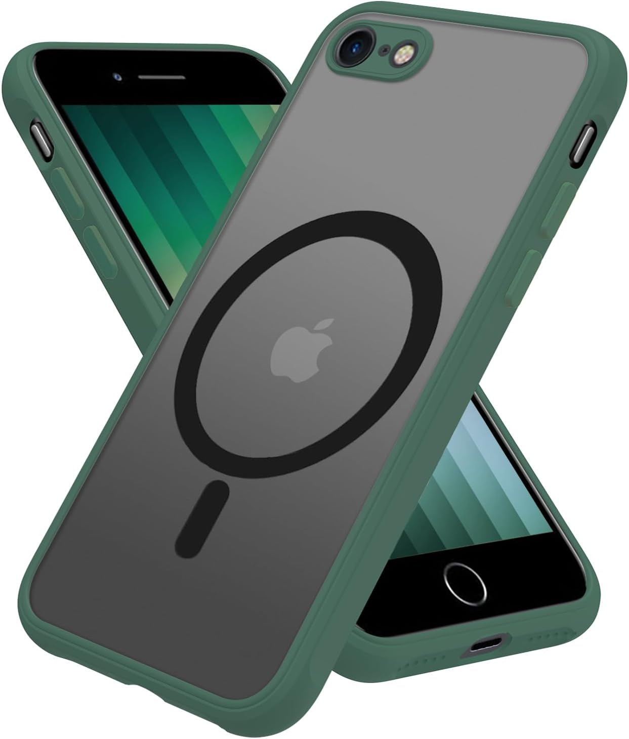 2025 New Magnetic for Iphone 16E Case,Compatible with Magsafe,Military Grade Drop Tested, Shockproof Matte Translucent Hard Back Slim Protective Case.Black Magnetic Circle.