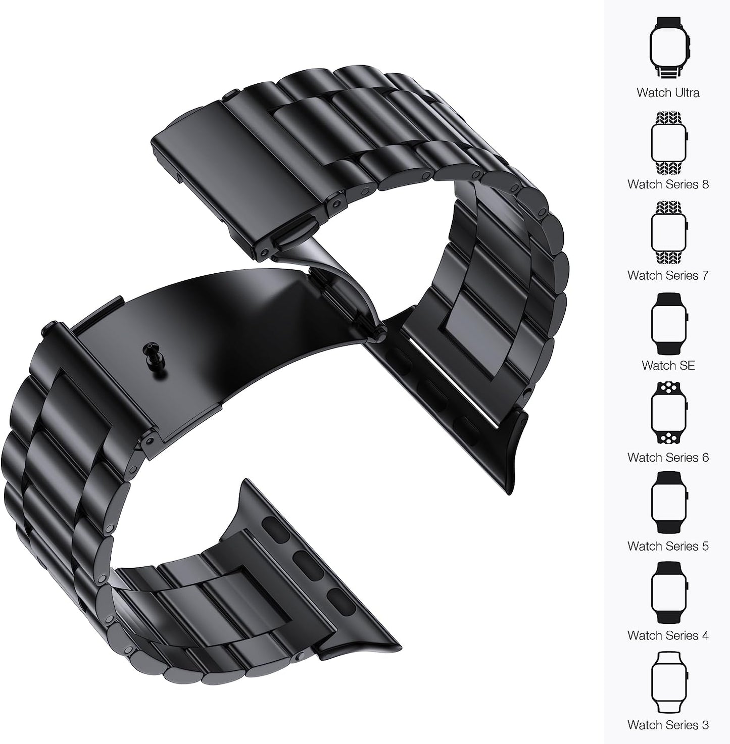 Metal Band Compatible with Apple Watch Bands for Men & Women 49Mm 45Mm 44Mm 42Mm 41Mm 40Mm 38Mm, Business Stainless Steel Strap for Iwatch Bands Ultra 2, SE, Ultra Series 10 9 8 7 6 5 4 3 2 1