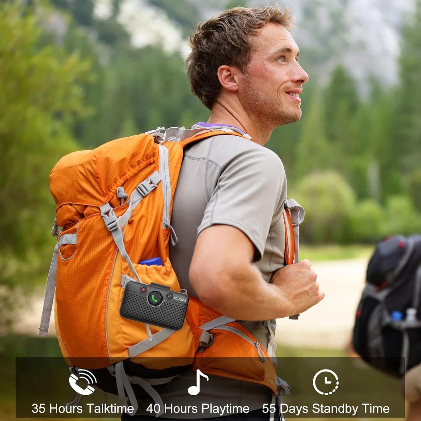 Car Bluetooth 5.3 Speaker, Handsfree Bluetooth Car Kit for Cell Phone, Support Siri Google Voice Assistant/Motion AUTO ON, Car Phone Speakerphone with Visor Clip TRUCK DRIVER