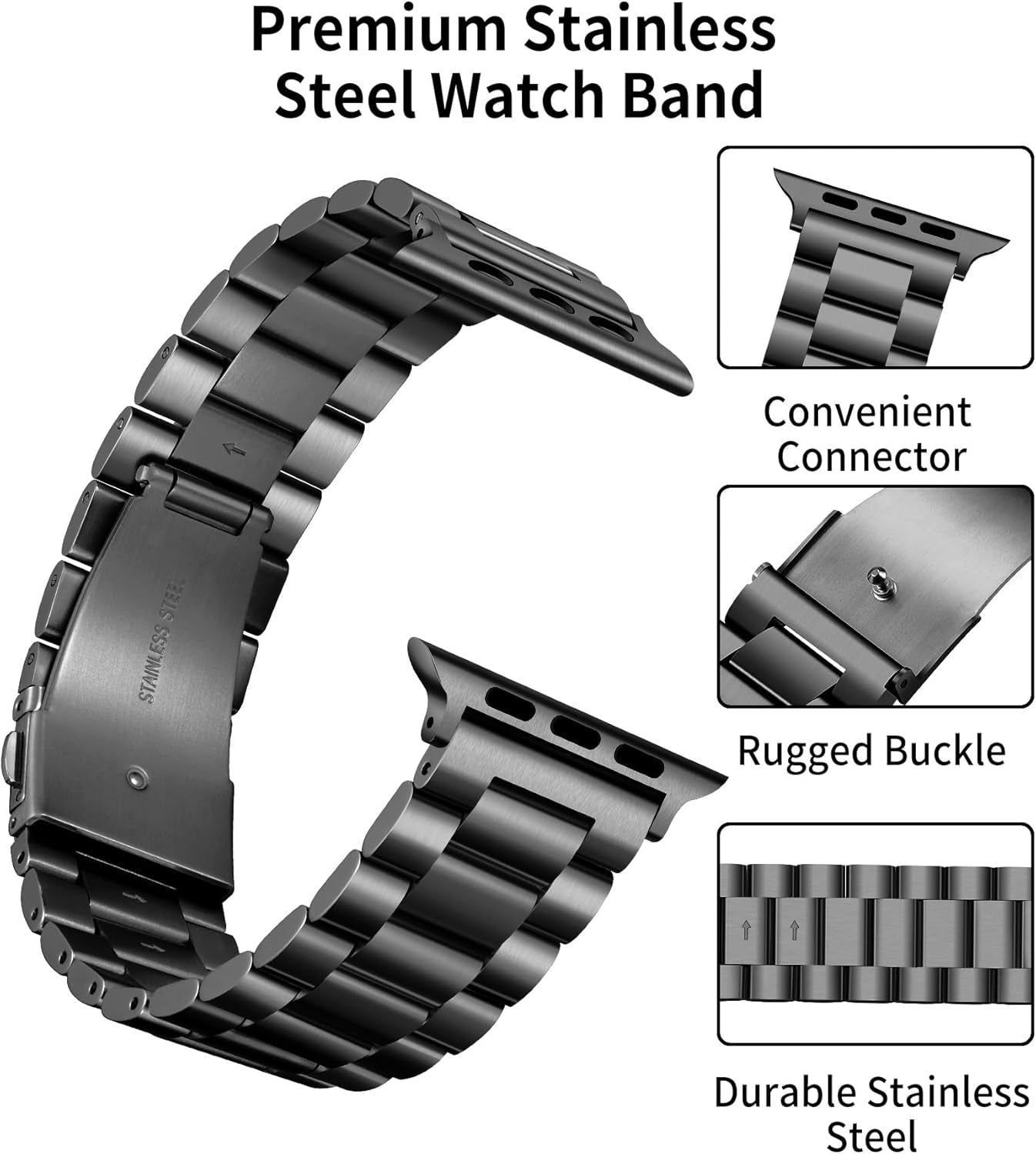 Compatible with Apple Watch Band 49Mm 46Mm 45Mm 44Mm 42Mm 41Mm 40Mm 38Mm Stainless Steel Metal Watch Strap with TPU Watch Case Compatible with Iwatch Series Ultra/10/9/8/7/Se2/Se/6/5/4/3/2/1