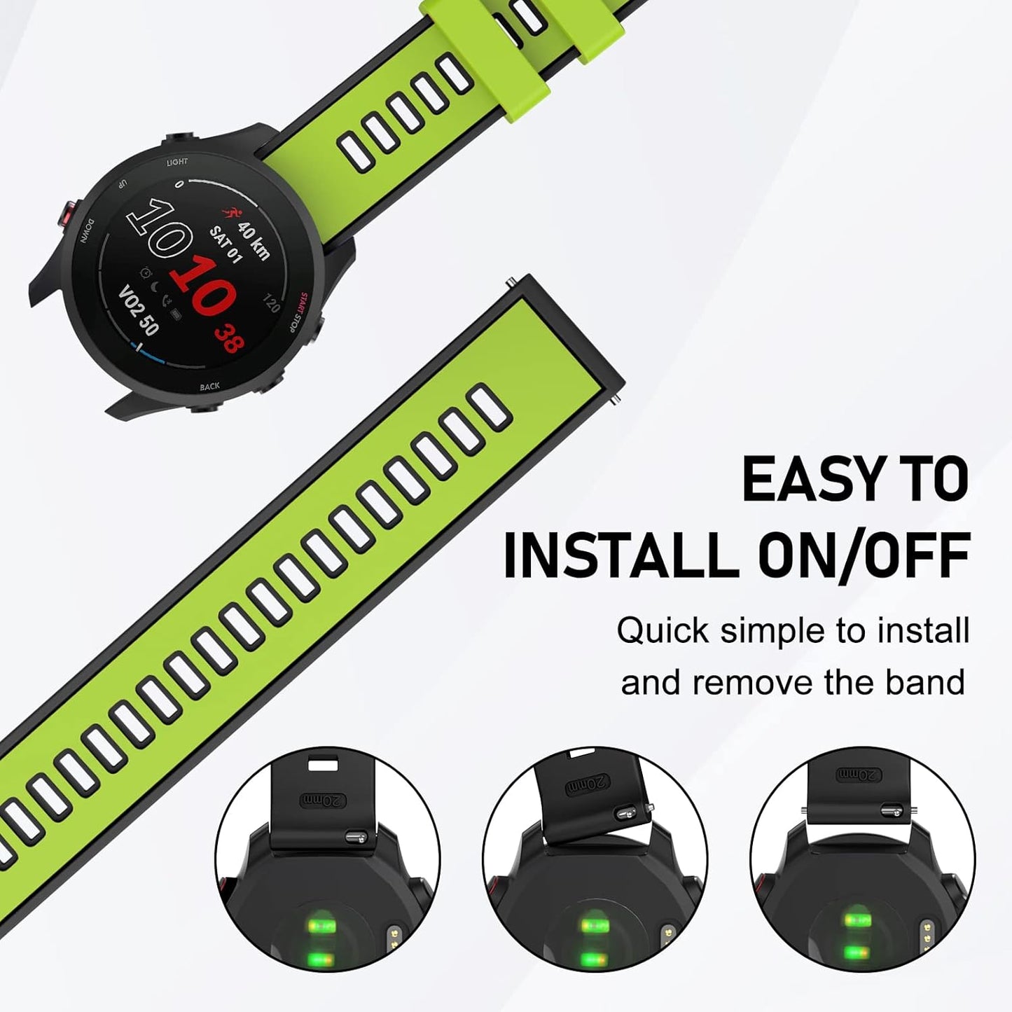 Compatible with Garmin Vivoactive 4/ Samsung Galaxy Watch 46Mm, 22Mm Silicone Band for Ticwatch Pro S2/ Venu 2/Samsung Gear S3 Classic/Samsung Gear S3 Frontier/Huawei Watch GT Smartwatch