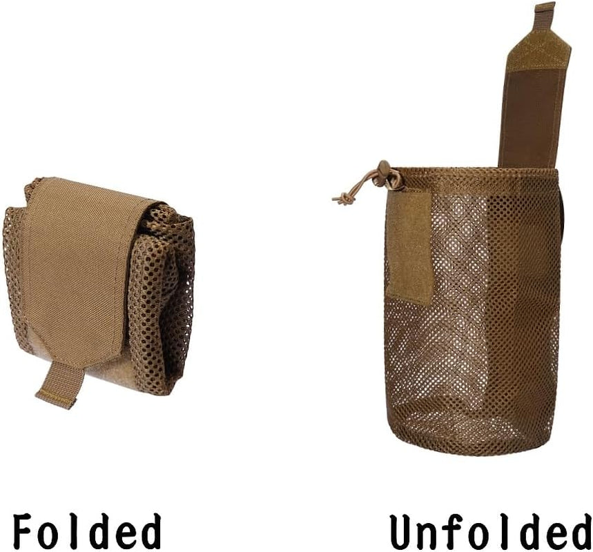 Tactical Molle Dump Pouch Drawstring Magazine Utility Pouch Folding Dump Pouch for Belt、Waist Bag,Roll up Foldable Tactical Recovery Tool Pack,Edc Drop Net Storage Bag