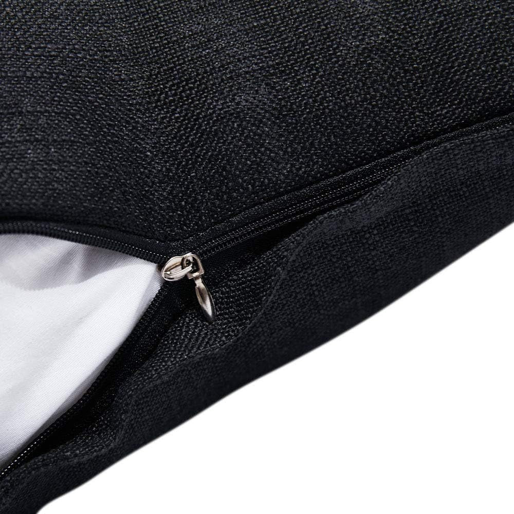 Set of 2 Black Pillow Covers Rustic Linen Decorative Square Throw Pillow Covers 18X18 Inch for Sofa Couch Decoration