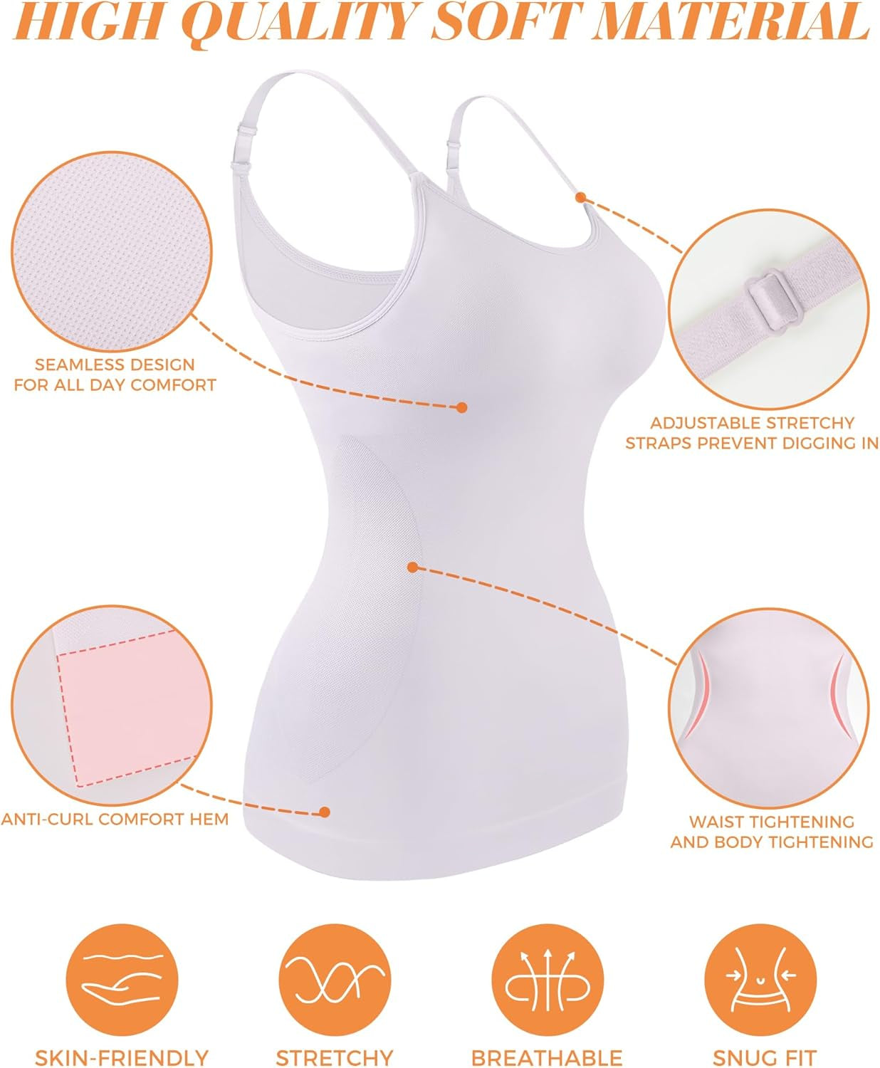Women'S Shapewear Tummy Control Scoop Neck Camisole Tops for Women Seamless Compression Tank Top Regular and plus Size