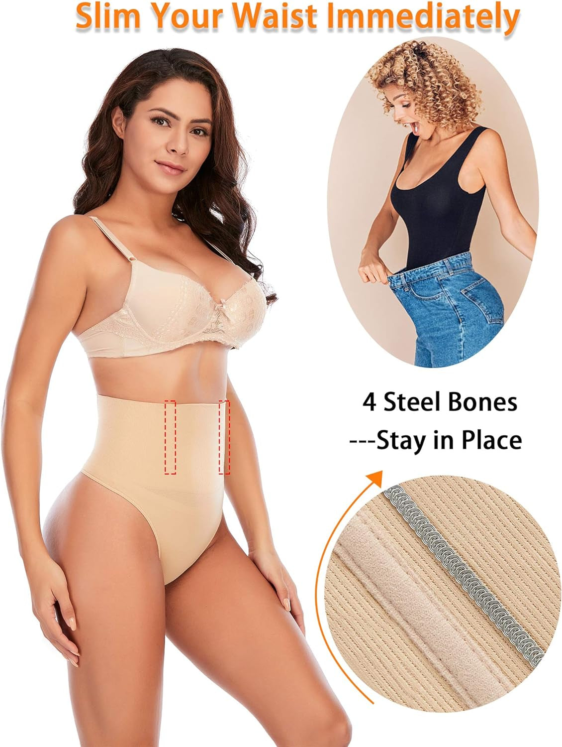 Tummy Control Thong Shapewear for Women Seamless Shaping Thong Panties Body Shaper Underwear