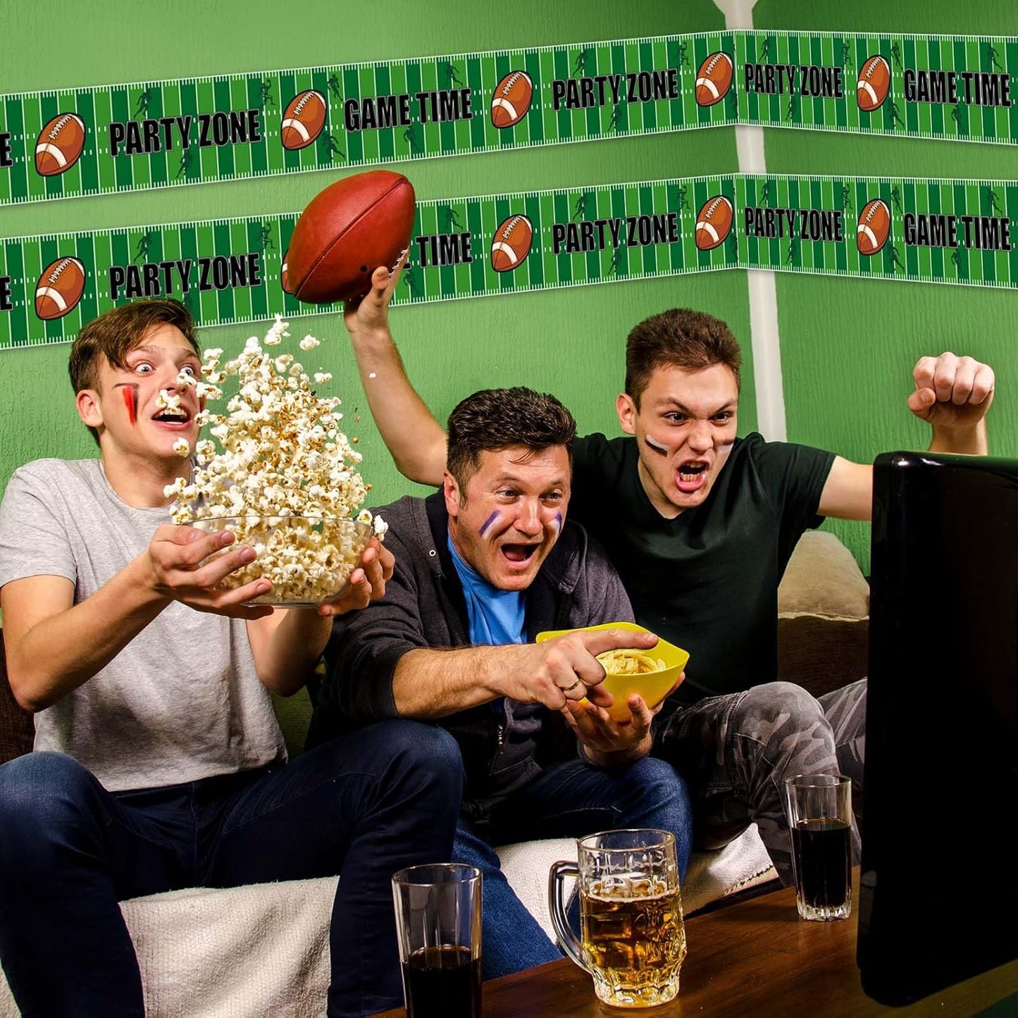 65Ft Football Party Banner Football Game Time Banner Tape Decoration American Football Sports Theme Party Zone Banner Tape for Super Bowl Game Day Football Party Tailgate Decorations Supplies