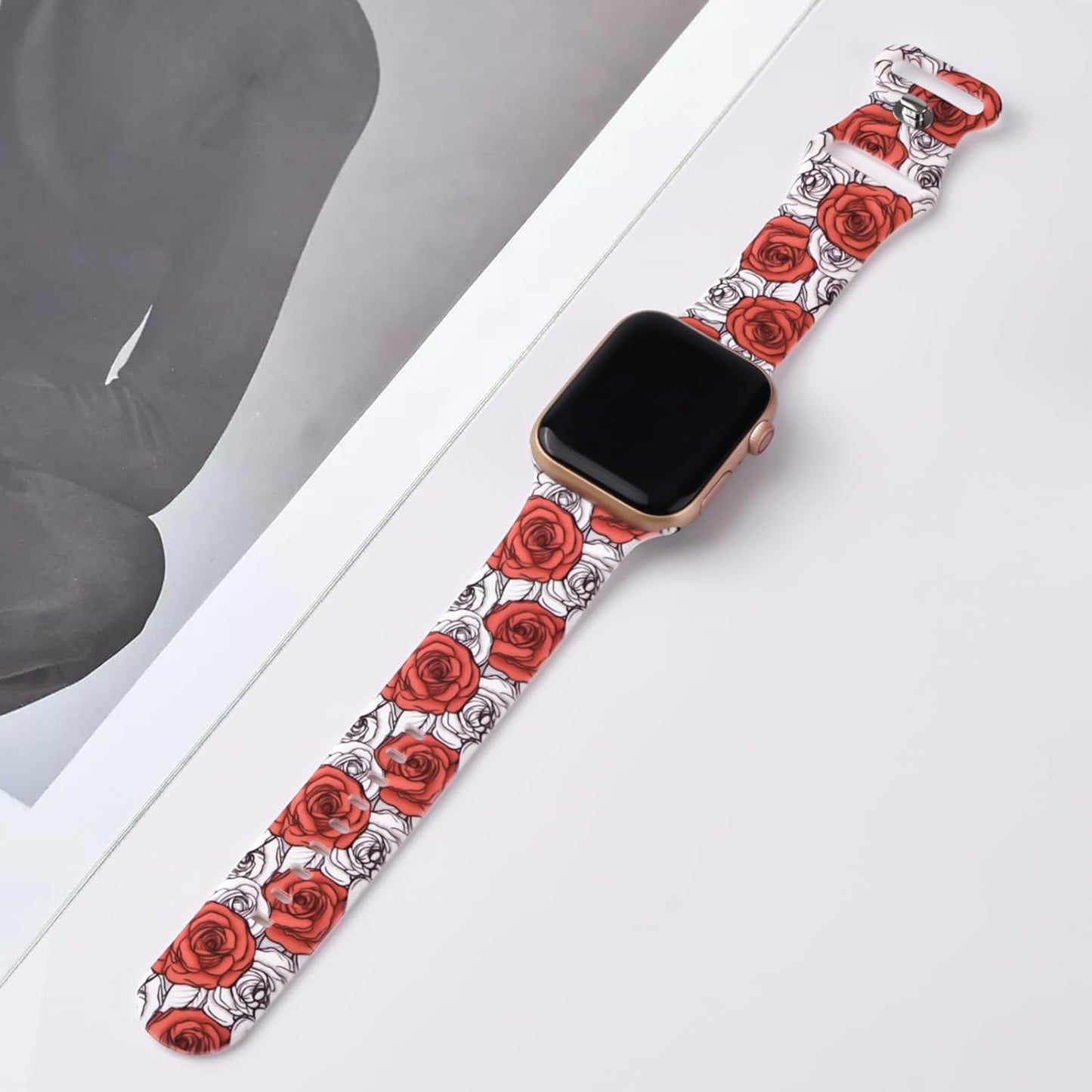 Floral Silicone Band Compatible with Apple Watch Bands for Women, 38Mm 40Mm 41Mm 42Mm 44Mm 45Mm 49Mm, for Iwatch Band Series 9 SE Ultra 8 7 6 5 4 3 2 1