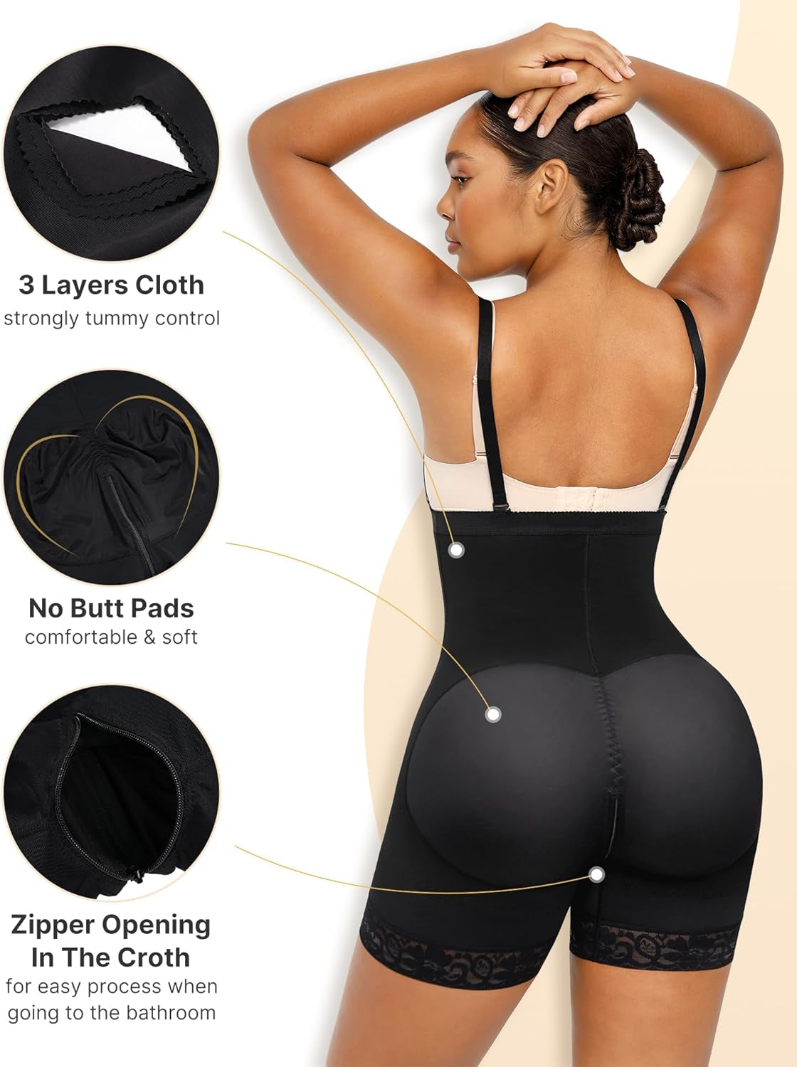 Tummy Control Shapewear Fajas Colombianas Side Zipper Body Shaper plus Size Postpartum Bodysuit with Butt Lift