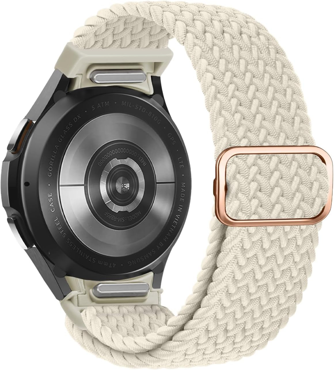 One Click No Gap Braided Bands Compatible with Samsung Galaxy Watch 7 6 4 5 FE Band 40Mm 44Mm/Galaxy Watch 6 4 Classic 47Mm 43Mm 42Mm 46Mm/Watch 5 Pro 45Mm, 20Mm Elastic Nylon Sport Straps Men Women
