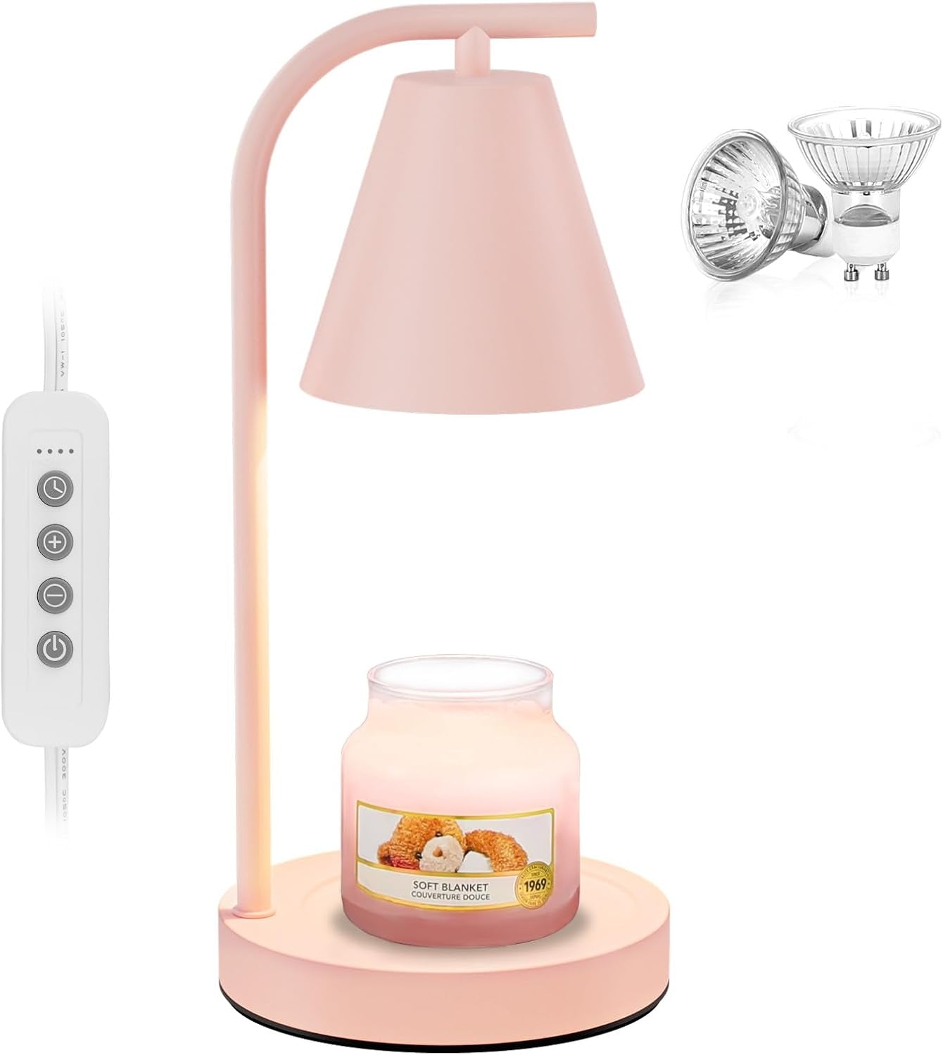 White Candle Warmer with Timer - Electric Candle Lamp for Scented Wax with 2 Bulbs - House Warming Gifts for Women