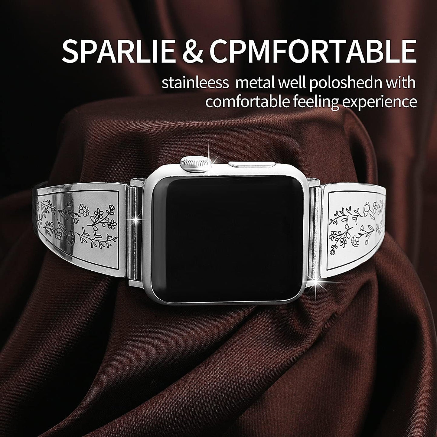 Compatible with Apple Watch Band 38Mm 40Mm 41Mm 42Mm 44Mm 45Mm,Stainless Steel Bangle Bracelet Band for Iwatch Series