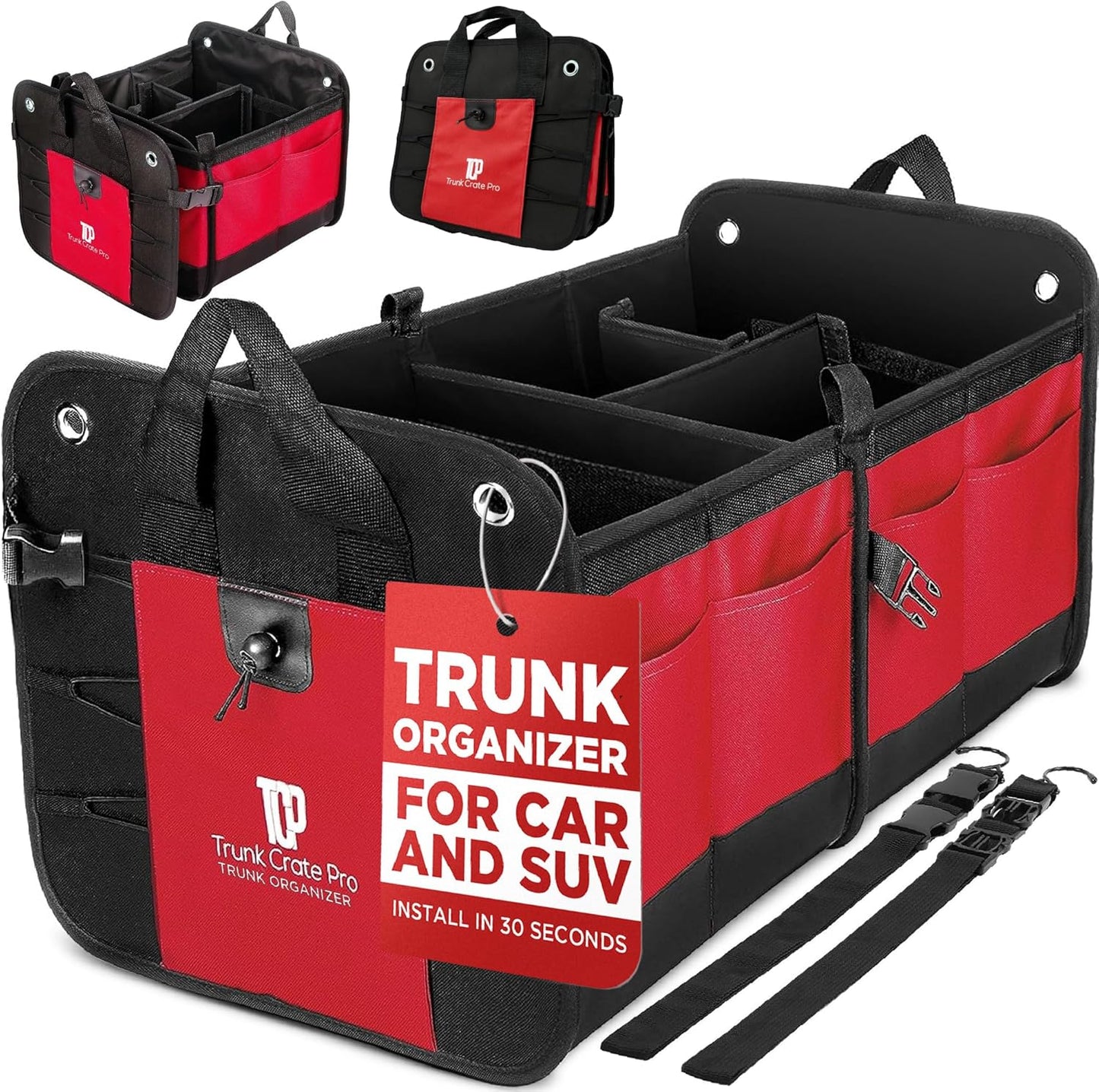 Truck Bed Organizer | Trunk Organizer for SUV, Truck, Car | Extra Large Premium Expandable Compartments Lightweight Foldable Cargo Organizer, | Suv and Truck Organizer for Heavy Loads