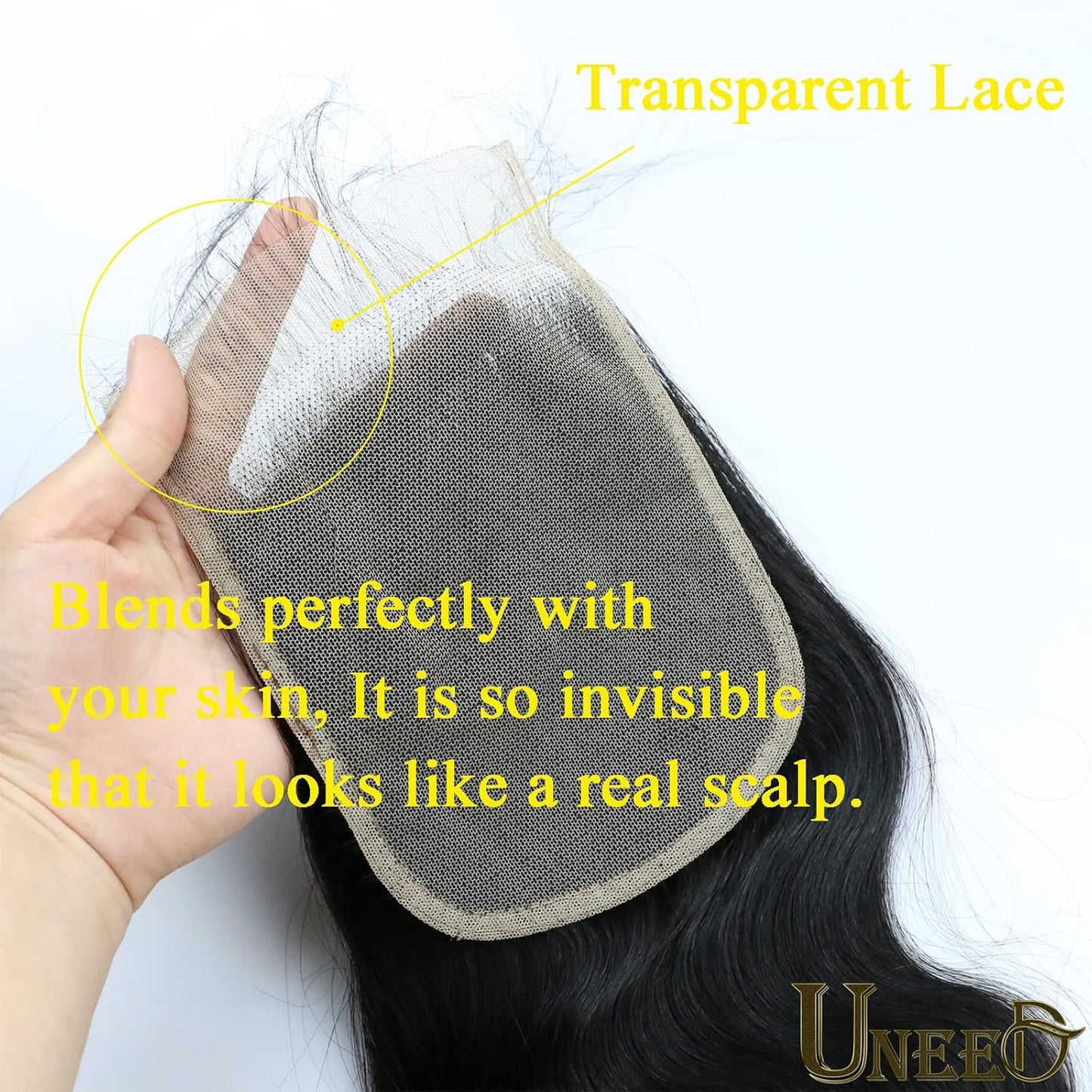 5X5 Closure Body Wave Closure 12A Invisible Ultra-Thin HD Lace Closure Brazilian Virgin Remy Human Hair Frontal Closure Pre Plucked with Baby Hair Natural Black Color (16 Inch)