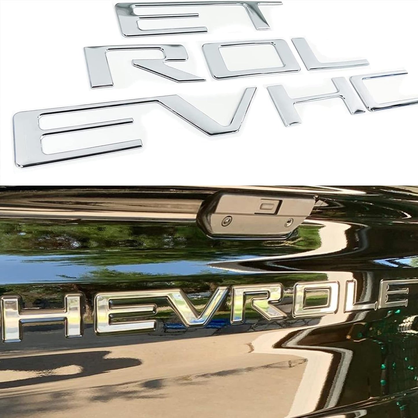 Tailgate Insert Letters Compatible with 2019 2020 2021 2022 2023 2024 Chevy Silverado 3D Emblems Badge with Strong 3-M Adhesive Matte Black Xflh