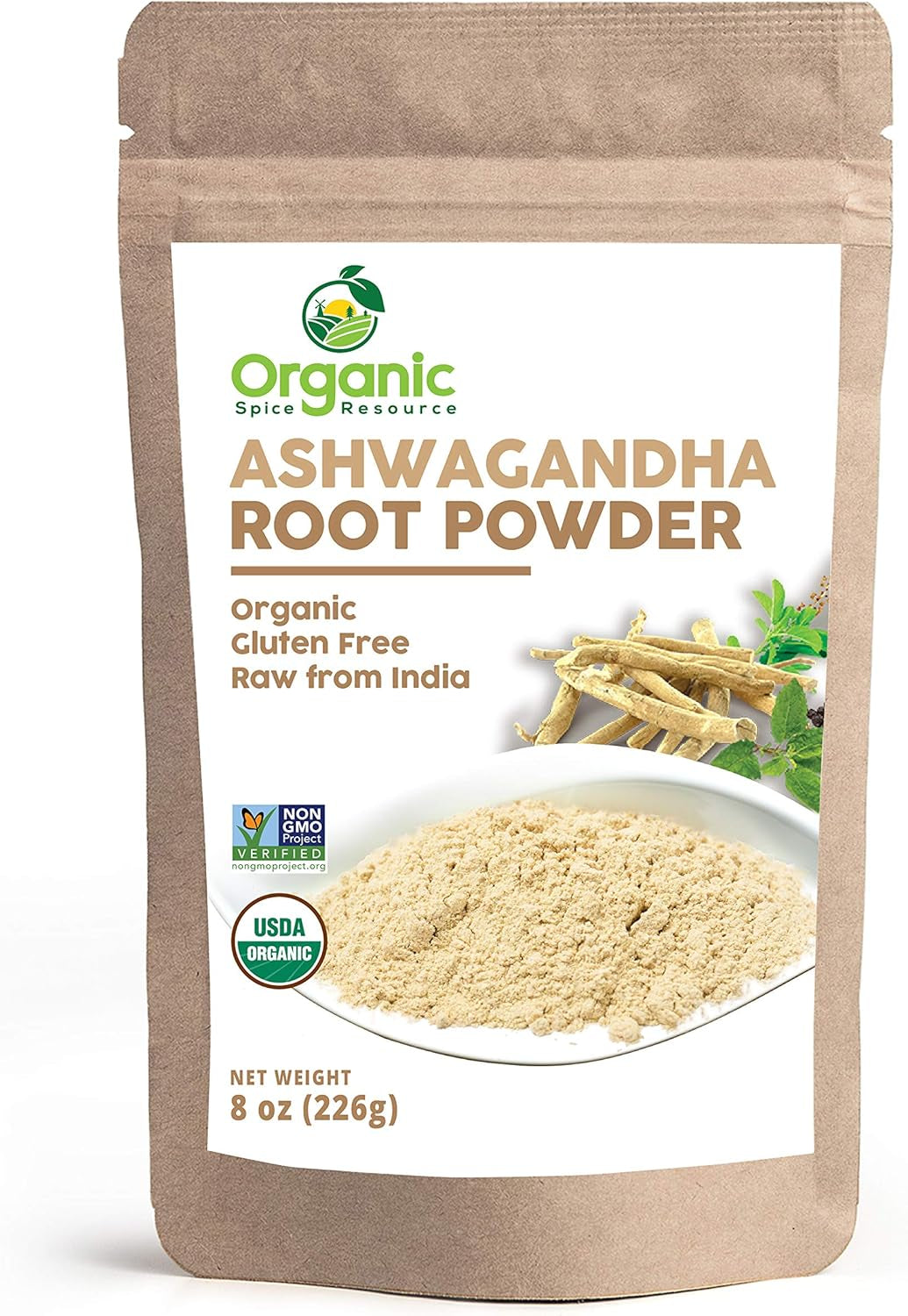 Organic Ashwagandha Root Powder - 1.10 Lbs (17.64 Oz) | Resealable Kraft Bag,Non-Gmo, Indian Ginseng, Withania Somnifera -100% Raw from India, by SHOPOSR TLBH