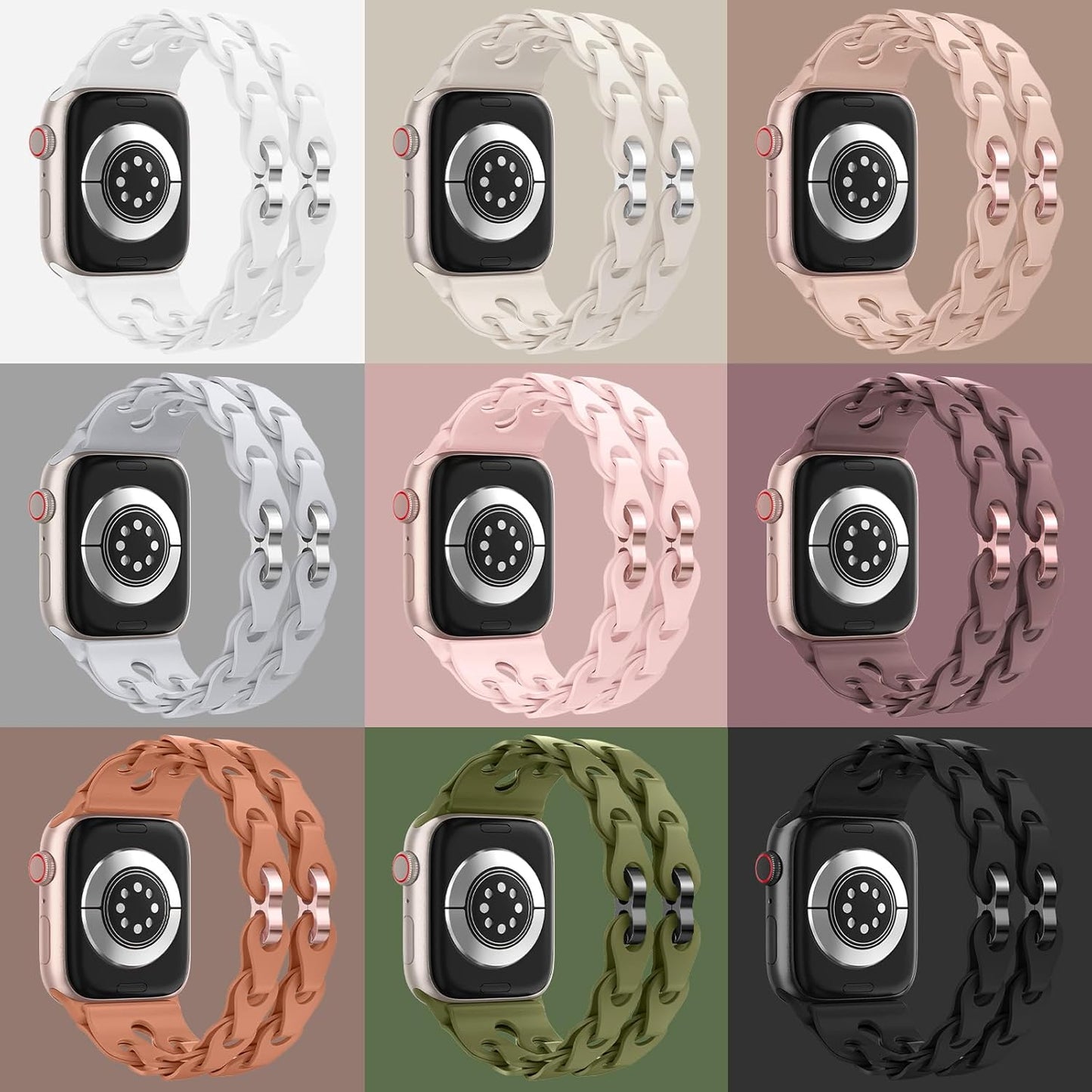 Bracelet Style Silicone Band Compatible with Apple Watch Band 40Mm 44Mm 41Mm 38Mm 45Mm 42Mm 49Mm for Women,Cute Breathable Strap Waterproof Sport Wristbands for Iwatch Series 9 SE 8 7 6 5 4 3 2 1