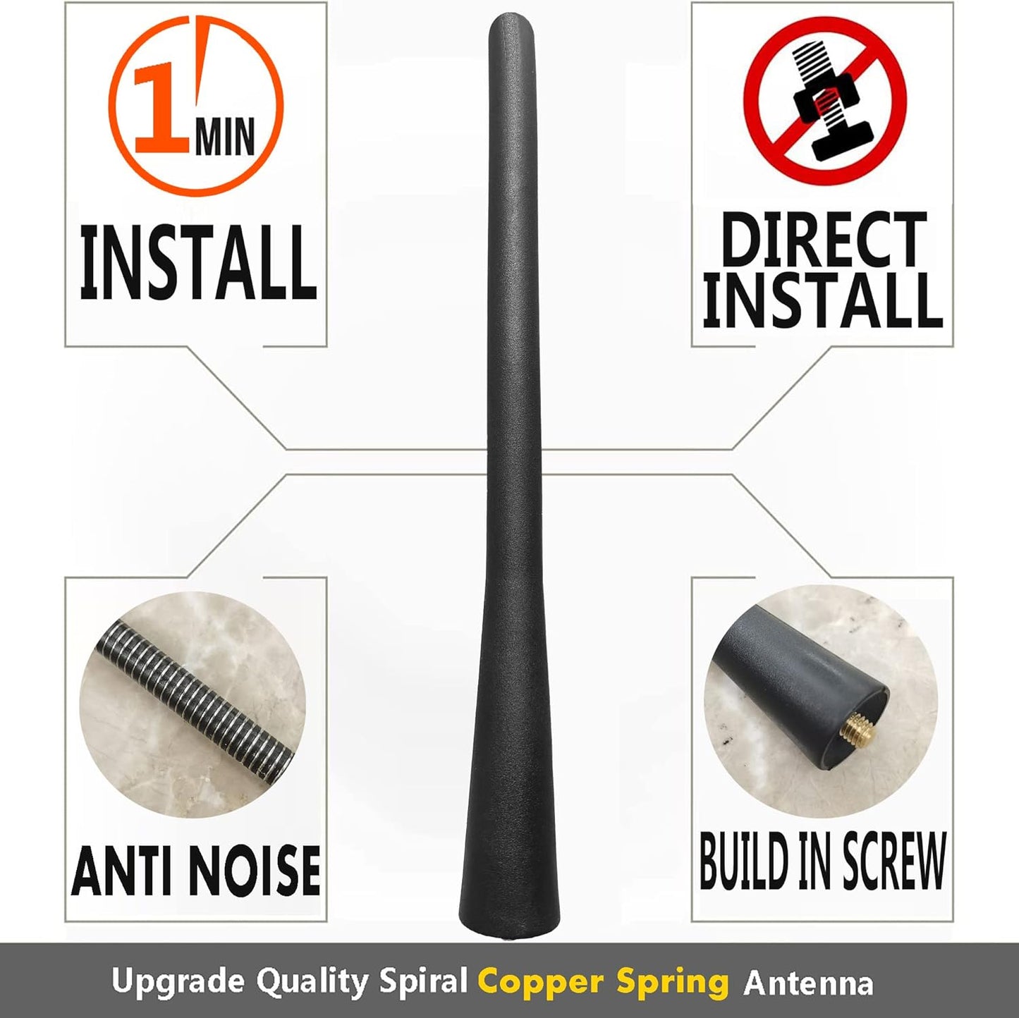 7 Inch Rubber Antenna for Toyota RAV4 (2008-2016), Toyota RAV4 EV (2012-2013), Toyota RAV4 Antenna - Car Wash Proof, Internal Copper Coil Antenna Mast Replacement