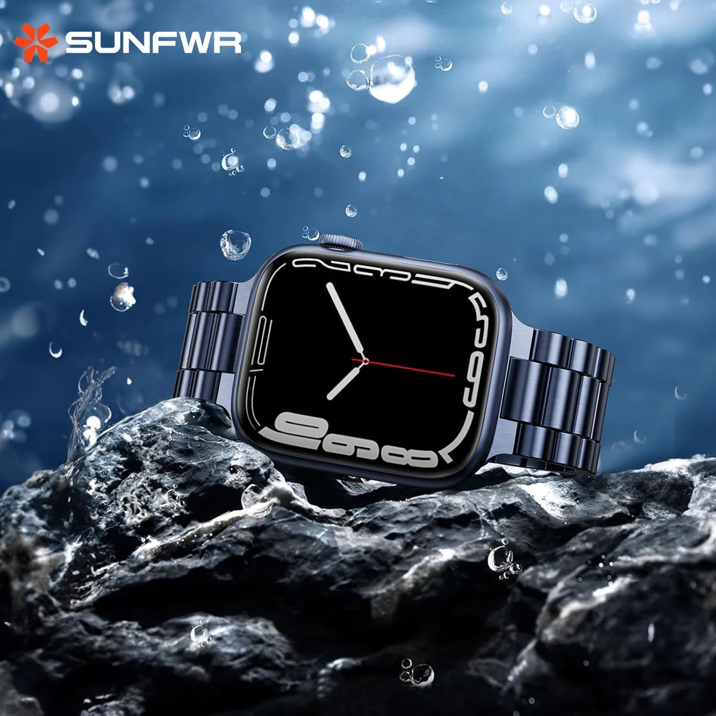 Compatible with Apple Watch Band 41Mm 40Mm 38Mm for Women Men, Stainless Steel Metal Iwatch Band with Case for Apple Watch Series 9/8/7/6/5/4/3/2/1/SE/SE2 (Dark Blue, 38Mm/40Mm/41Mm)