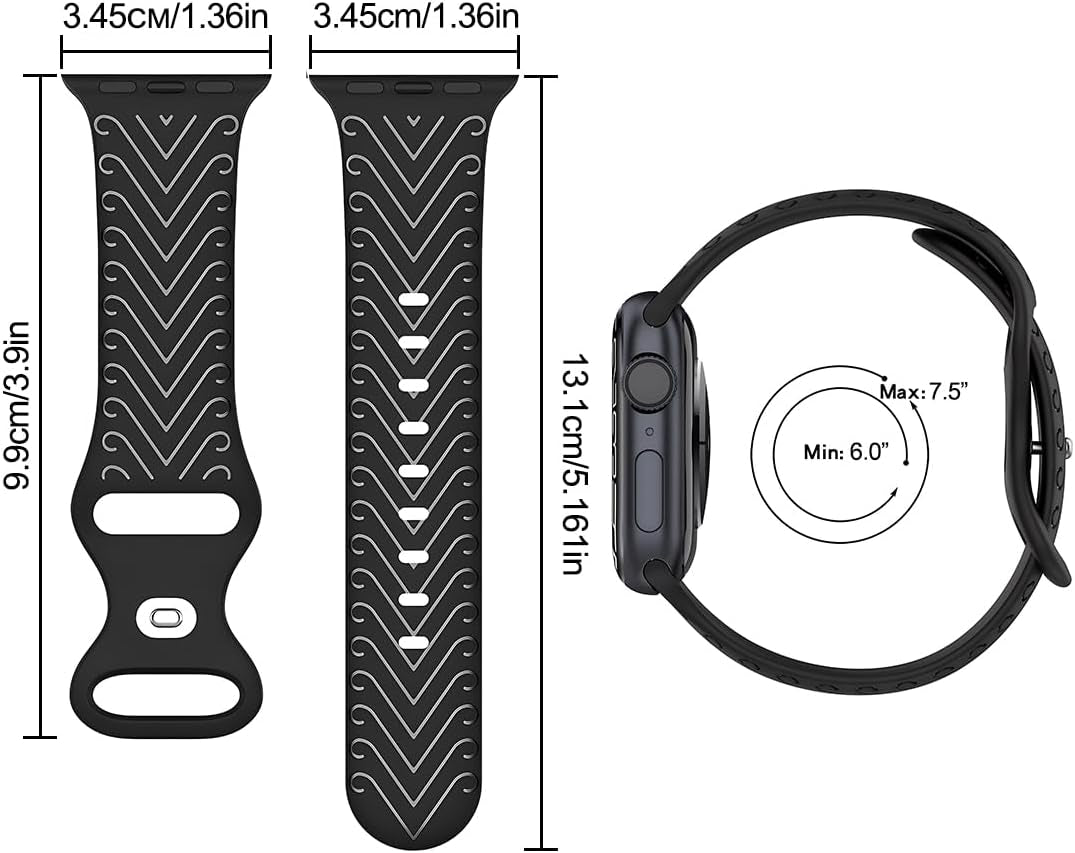 Sport Silicone Strap for Apple Watch Band Imprinted Compatible with Iwatch Full Series 38Mm 40Mm 41Mm 42Mm 44Mm 45Mm 49Mm Suitable for Men and Women Multi Color Available
