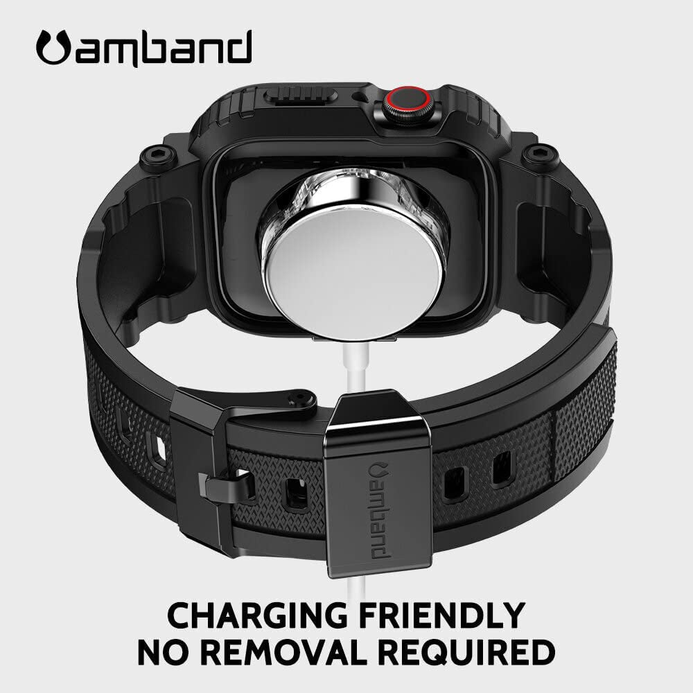 Bands Compatible with Apple Watch 9/8/7 45Mm, M1 Sport Series Rugged Case Protective Cover for Iwatch 6/SE/5/4/3 42/44/45Mm Men Black