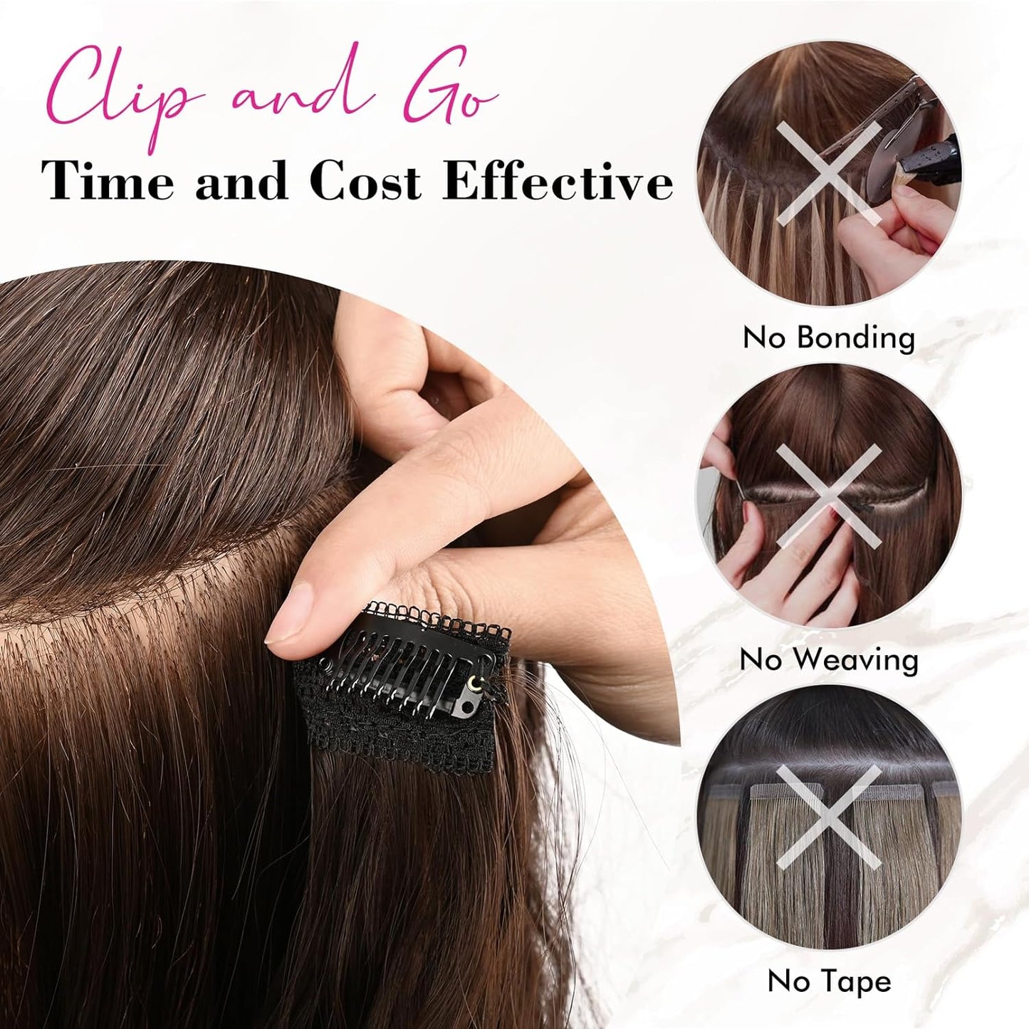 Clip in Hair Extensions, 4PCS Blonde Hair Extensions 24" Thick Long Beach Waves Hair Extensions HE003 Invisible Lace Weft Natural Soft Hairpieces for Women – Ash Blonde with Highlights