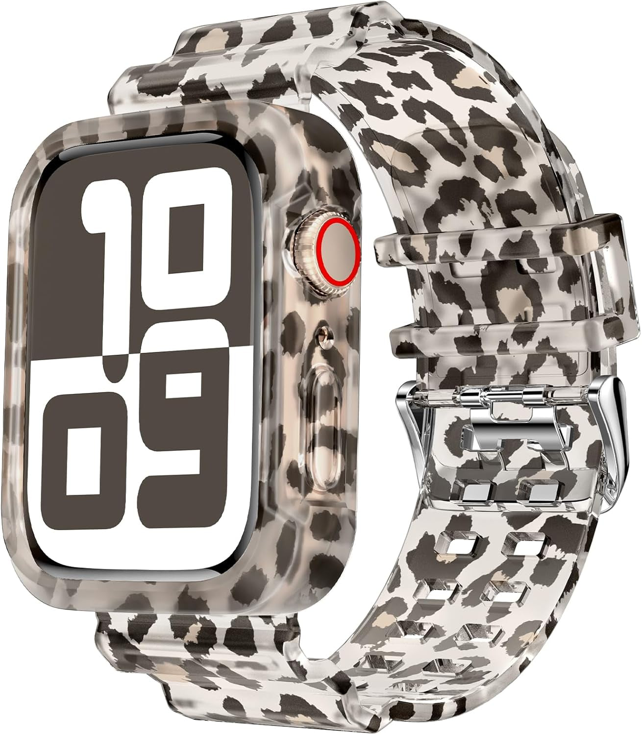 Compatible for Clear Apple Watch Band with Bumper Case, Women Men Glitter Bling TPU Sport Strap for Iwatch SE Ultra Series 10 9 8 7 6 5 4 3 2 1