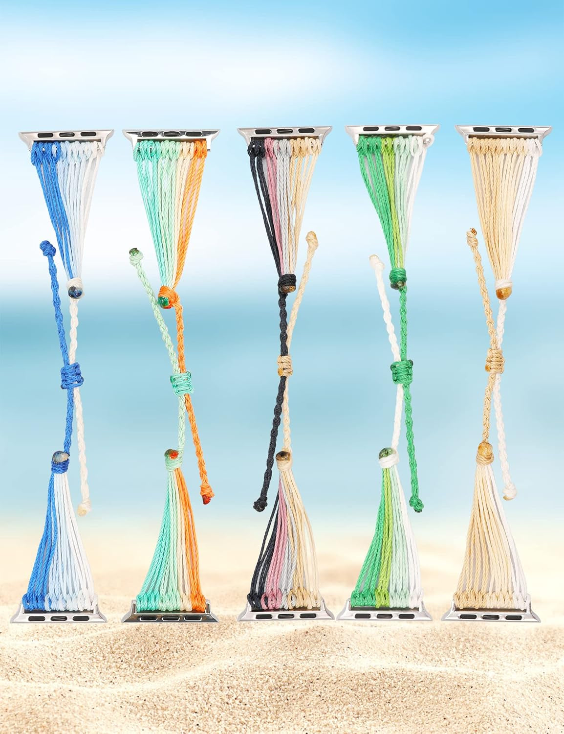 Boho Bands Compatible with Apple Watch Band 42Mm 44Mm 45Mm Handmade Braided Hippie Adjustable Wrap String Women Beach Band for Iwatch Series 8/7/6/5/4/3/2/1/SE