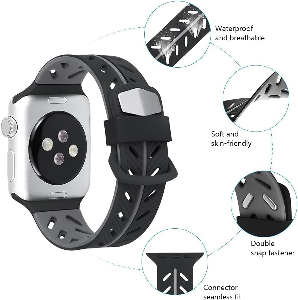 E Bands Compatible with Apple Watch Band 40Mm 38Mm 42Mm 44Mm,Two-Tone Soft Breathable Silicone Sports Replacement Strap Women Girls Compatible for Iwatch Series SE 6 5 4 3 2 1