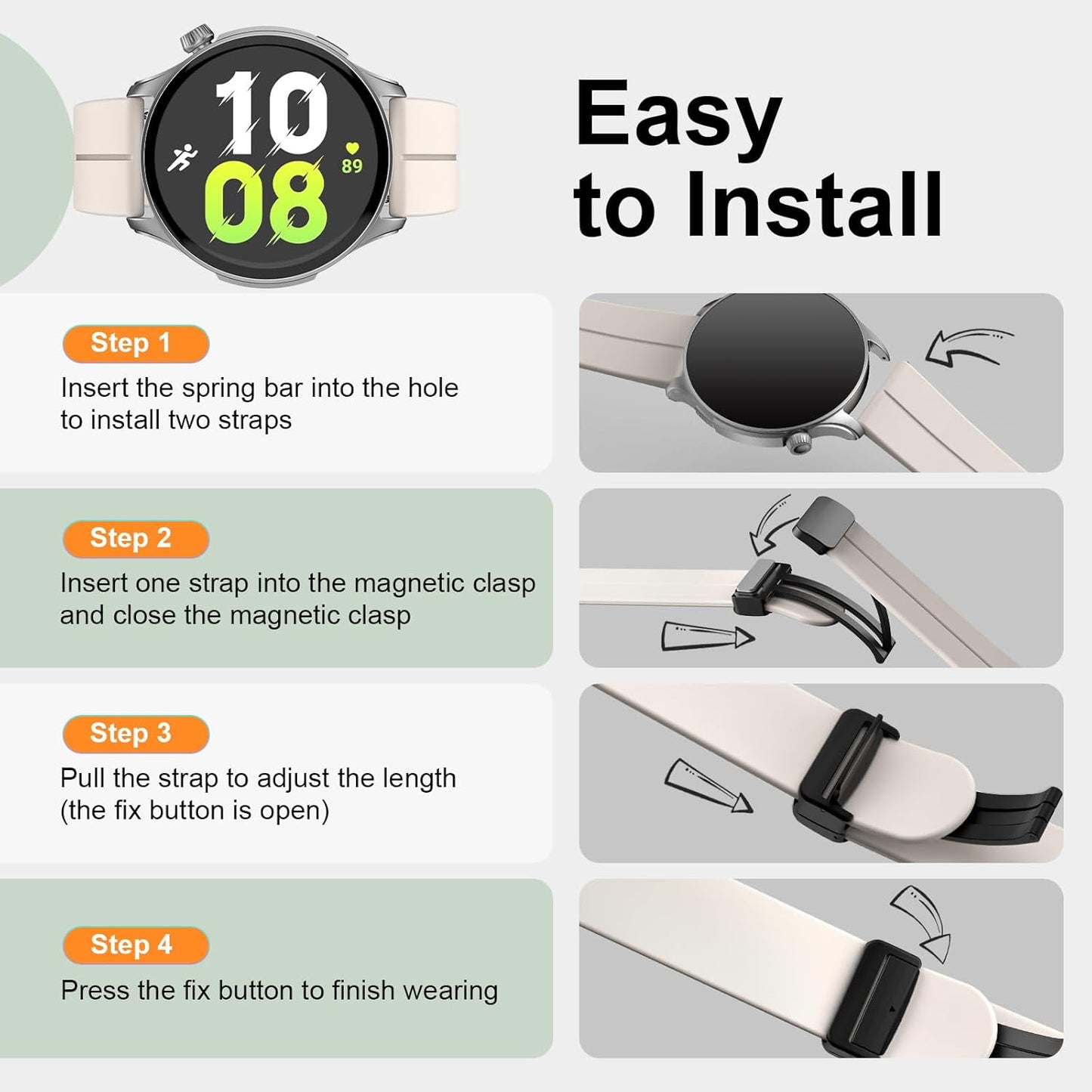 Universal 20Mm 22Mm Magnetic Silicone Watch Bands, Quick Release Sport Watch Straps with Magnetic Folding Buckle for Men Women, Skin-Friendly Soft Sport Band for 20Mm 22Mm Width Watch Lugs