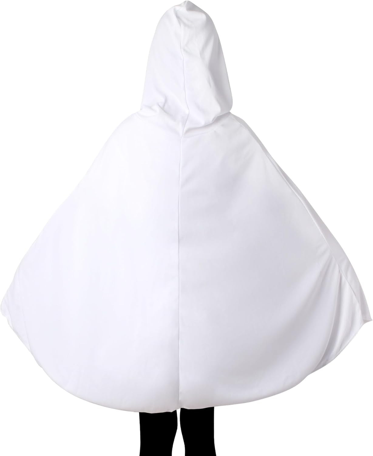 Ghost Costume for Kids,White Ghost Poncho Hooded Cape with Pumpkin Bag,Spooky Halloween Costume for Girls