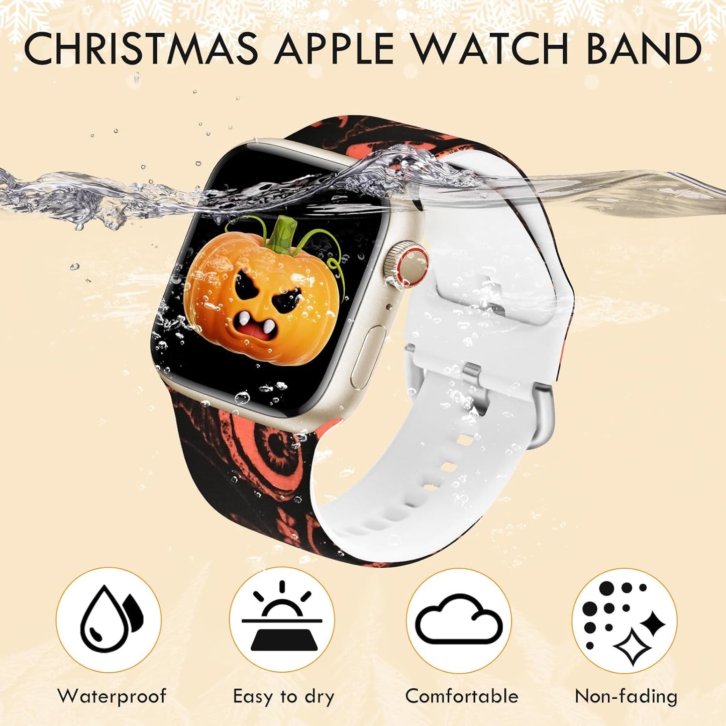 Fall Silicone Strap for Apple Watch Bands 41/40/38Mm, Soft Halloween Bracelet Compatible with Iwatch Band Series 10(42Mm)/9/8/7/6/Se/5/4/3, Waterproof Sport Pumpkin Wristband for Apple Watch Women Men