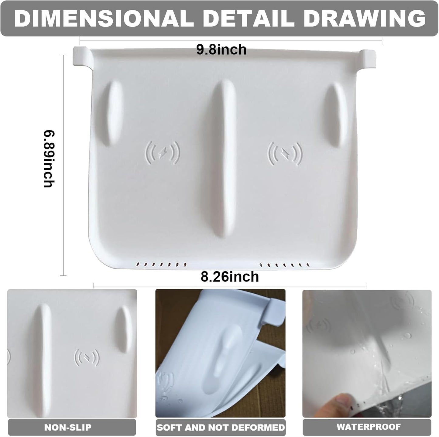 Tesla Center Console Mat for Model 3 Model Y Wireless Charger Silicone Cover Pad Accessories Fit for 2021 2022 2023 Car (White)