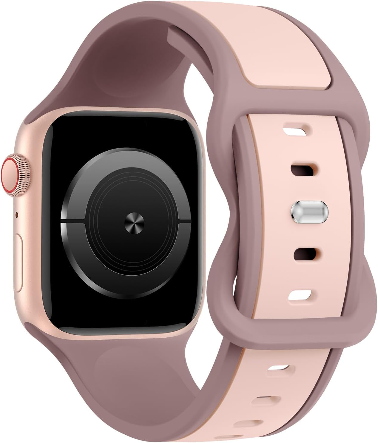 Two-Toned Dual Color Bands Compatible with Apple Watch 38Mm 40Mm 41Mm 42Mm 44Mm 45Mm 49Mm, Replacement Soft Silicone Sport Strap for Iwatch Series 9/8/7/6/5/4/3/2/1 Ultra/Ultra 2 SE Women Men