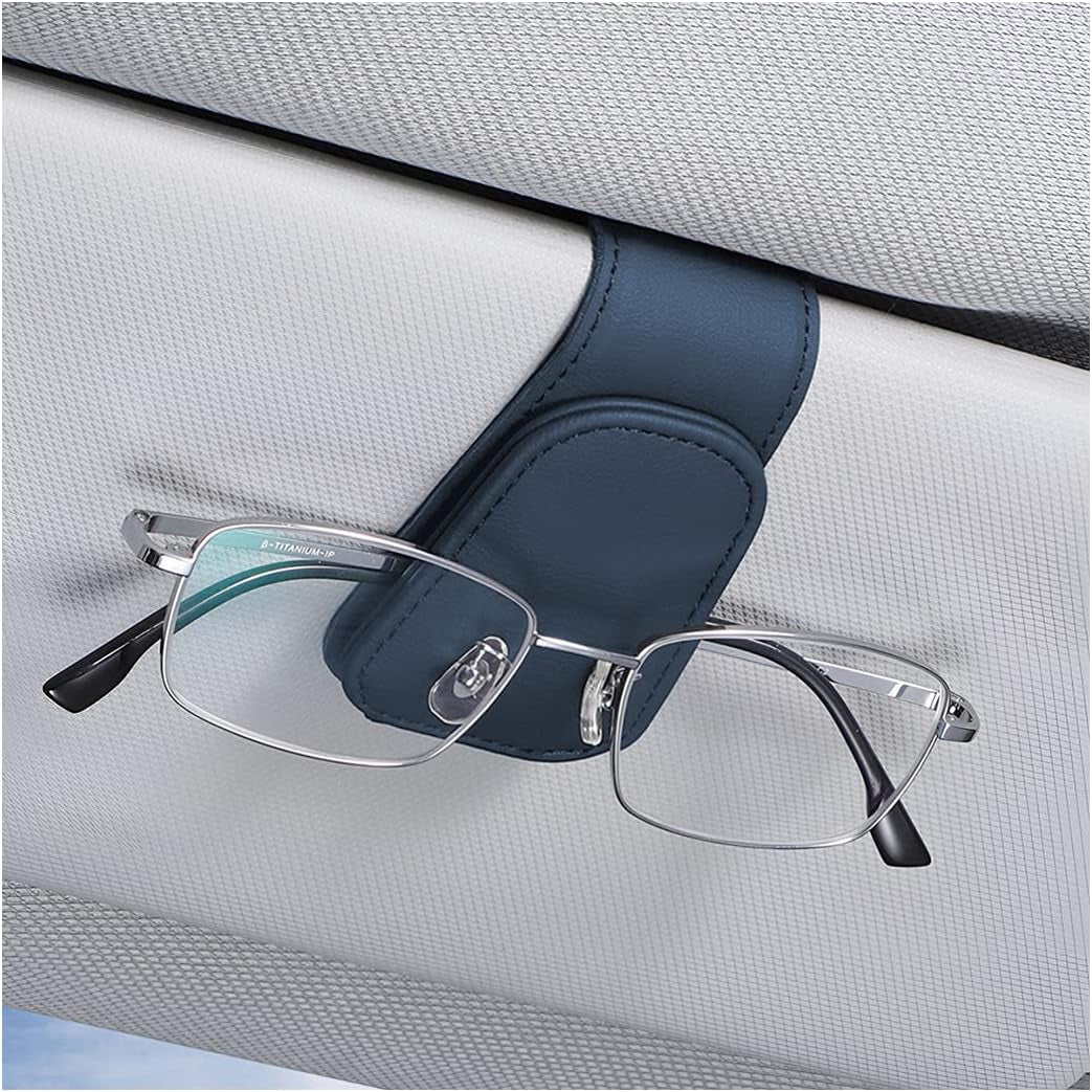 Sunglasses Holders for Car Sun Visor, Leather Eyeglasses Hanger Mounter, Magnetic Glasses Holder and Ticket Card Clip, Auto Interior Accessories Universal for SUV Pickup Truck TRUCK DRIVER