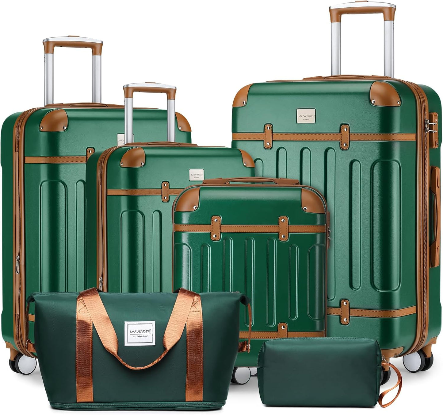 Luggage Sets 6 Piece Hardshell Expandable Suitcases with Spinner Wheels TSA Lock, Lightweight ABS Travel Carry on Suitcase Set for Women, Black Brown