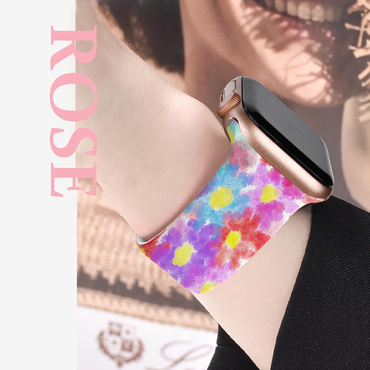 Floral Silicone Band Compatible with Apple Watch Bands for Women, 38Mm 40Mm 41Mm 42Mm 44Mm 45Mm 49Mm, for Iwatch Band Series 9 SE Ultra 8 7 6 5 4 3 2 1