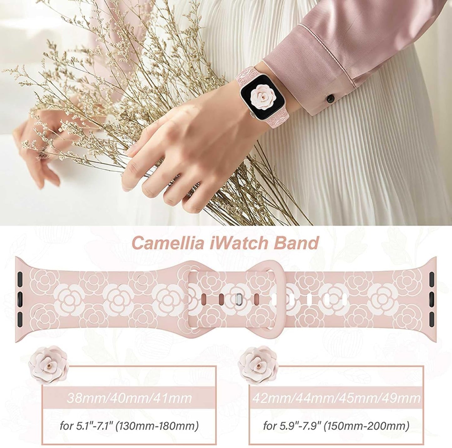 Silicone Band Compatible with Apple Watch Bands for Women 40Mm 38Mm 41Mm,Strechy Wristband Waterproof Replacement Sport Strap for Iwatch Bands Series 8 7 6 5 4 3 2 1