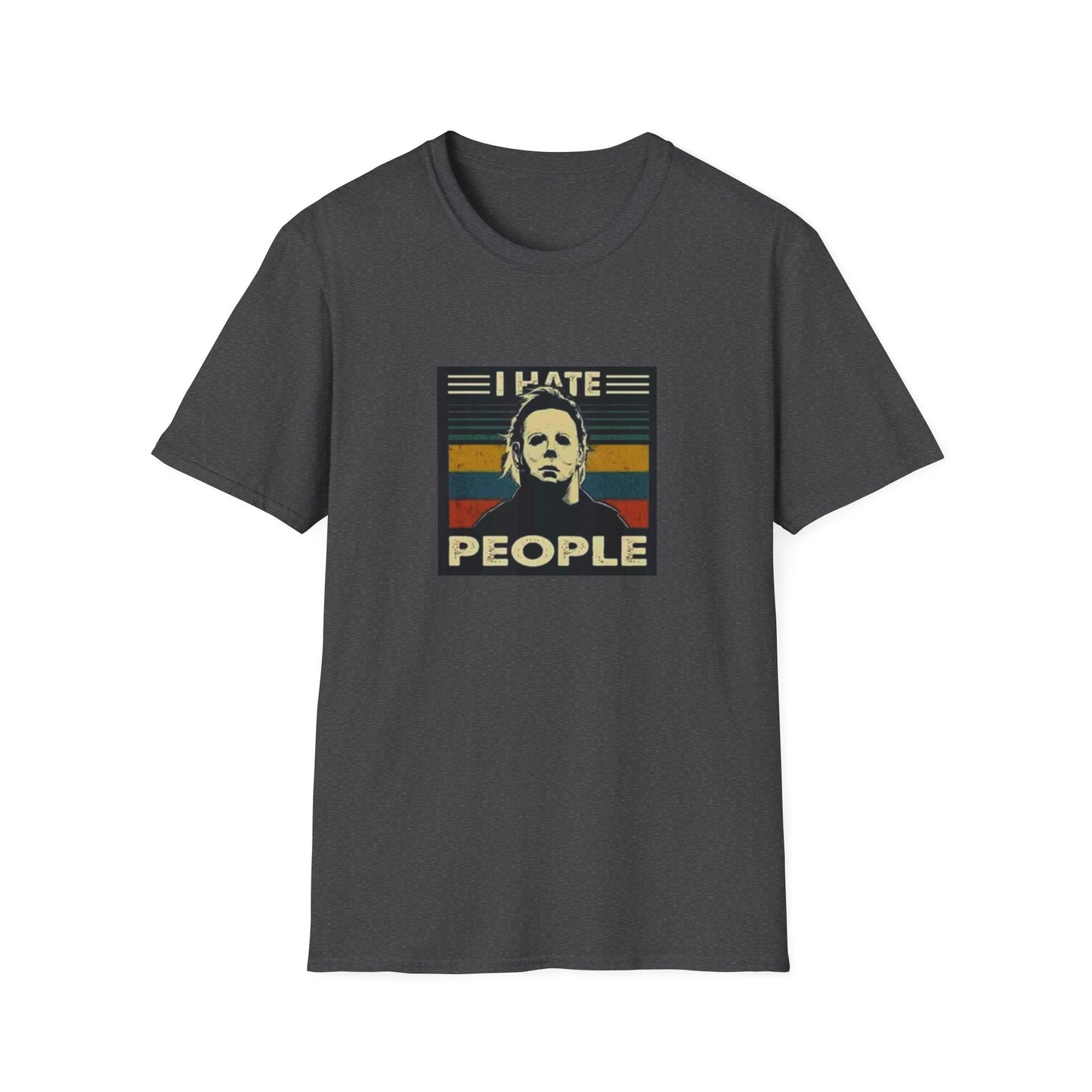 Tees Michael Myers I Hate People Vintage Print Short-Sleeved Tee Men'S Black T Shirt Unisex Softstyle T-Shirt