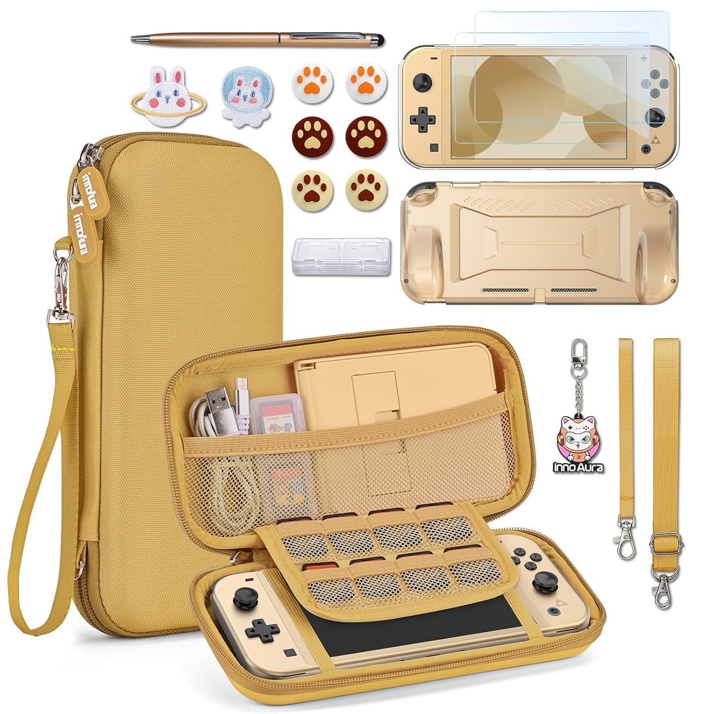Switch Lite Case 18 in 1 Switch Lite Accessories Bundle with Switch Lite Carrying Case, Switch Game Case, Switch Lite Screen Protector, Switch Thumb Grips (Purple)