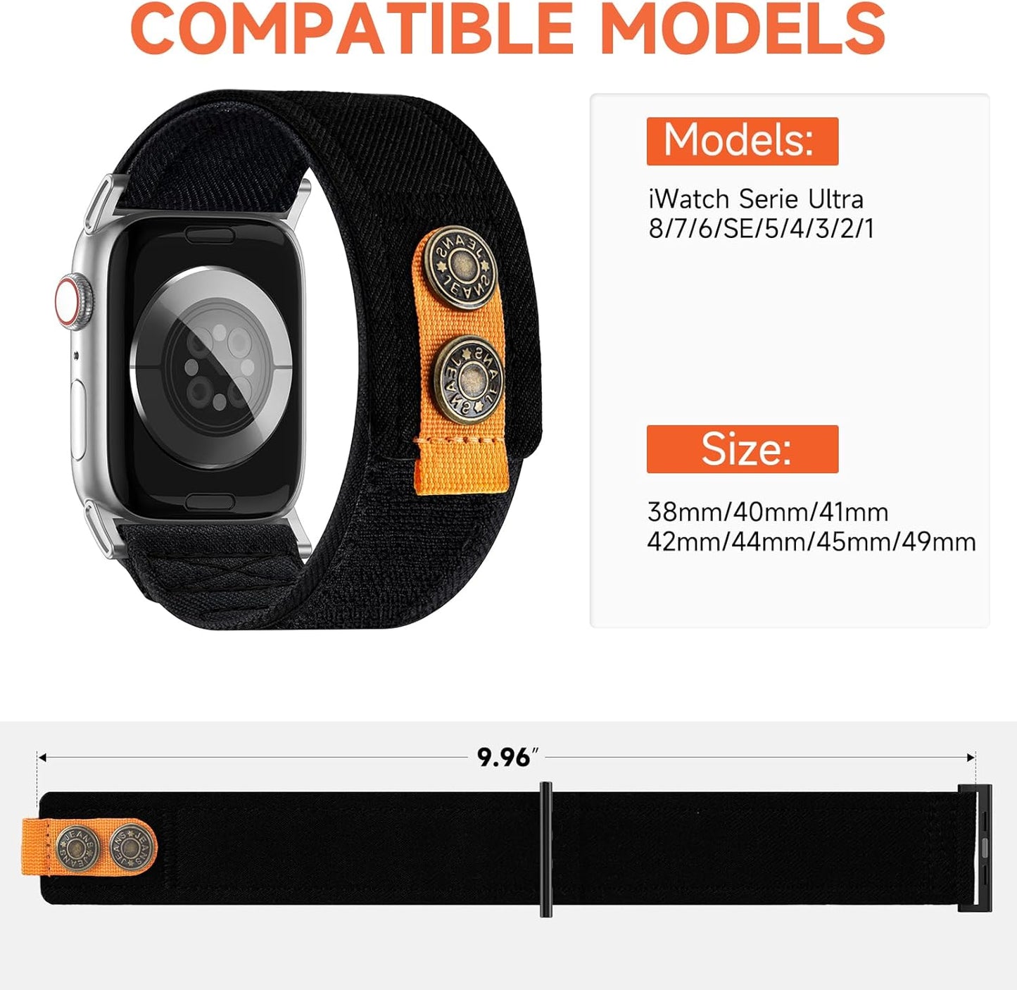 Canvas Fabric Sport Band Rivet Compatible with Apple Watch Ultra 38/40/41/42/44/45/49Mm Men Strap for Iwatch 8 SE 7 6 5 4 3 2