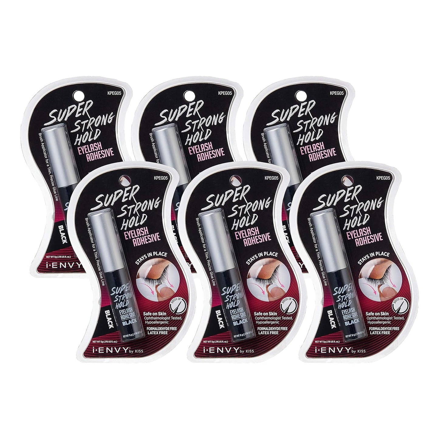I-Envy by Super Strong Hold Eyelash Adhesive Black KPEG05 Brush on Latex Free 0.18Oz