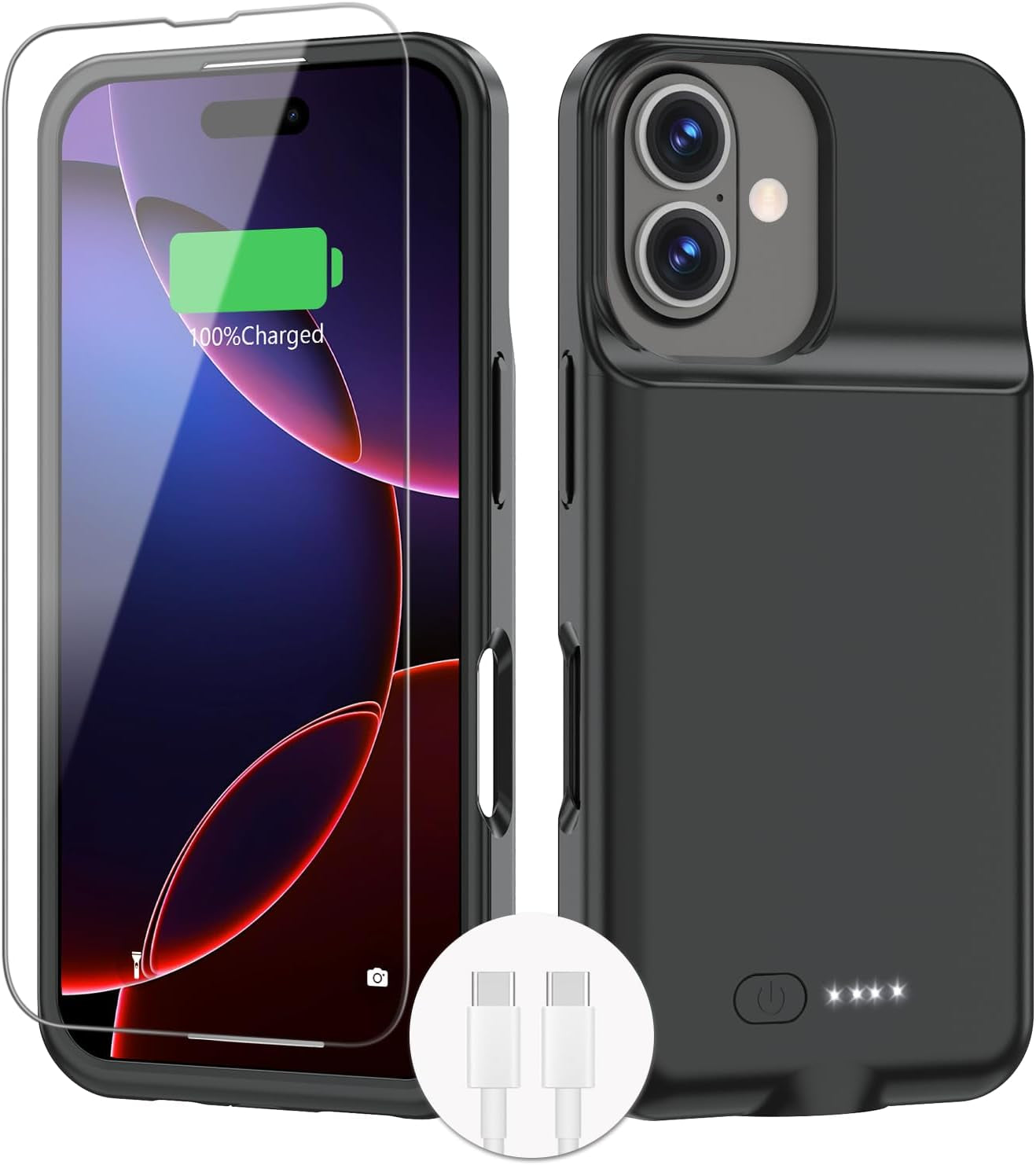 Battery Case for Iphone 16/16E, 15W Fast 8500Mah Charging Portable Rechargeable Charger Case Cover for Iphone 16/16E Charging Case-6.1Inch,Red