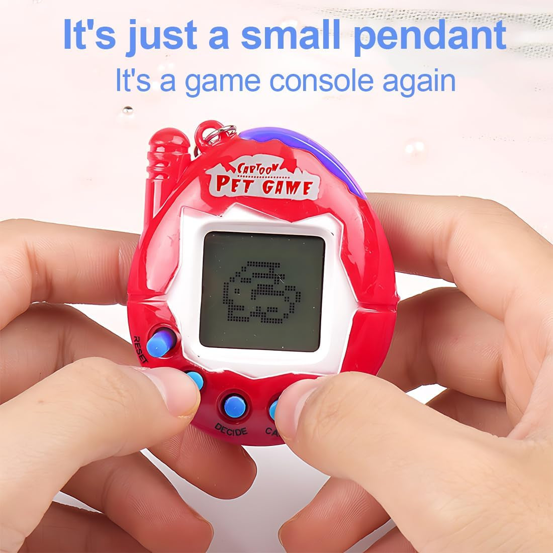 2 Pieces Electronic Pets, Electronic Pet Game Machine with Keychain Retro Handheld Console Mini Digital Virtual 90S Toys Animal Cyber Toy for Adults Teens Birthday Gift(Blue,Red,Egg Shape) BanUK