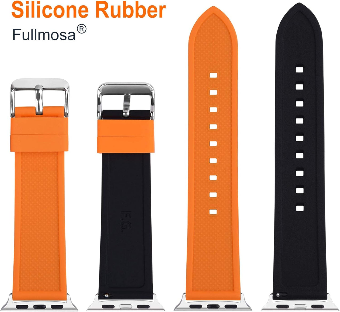 Compatible Sport Bands for Apple Watch Series 10 42Mm, 9/8/7 41Mm, SE2/SE/6/5/4 40Mm, 3/2/1 38Mm,Silicone Rubber Iwatch Band for Women Men, Pumpkin Orange Top/Black Bottom
