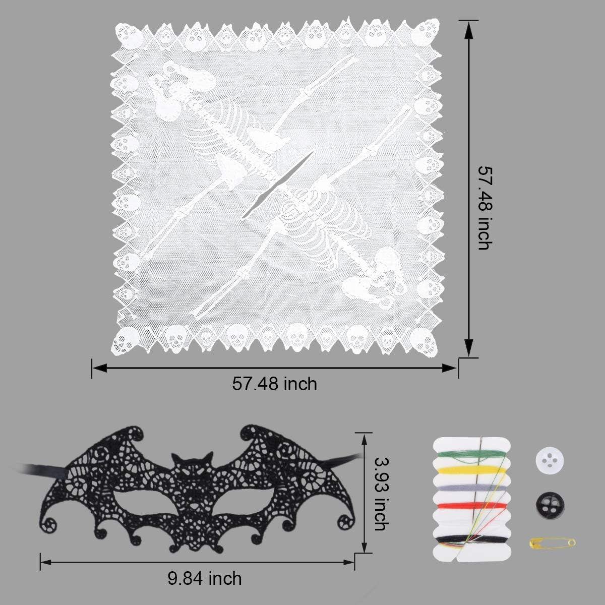 Halloween Costumes for Women, Women'S Halloween Lace Skeleton Poncho Costume,Include Lace Mask,One Size Fits All